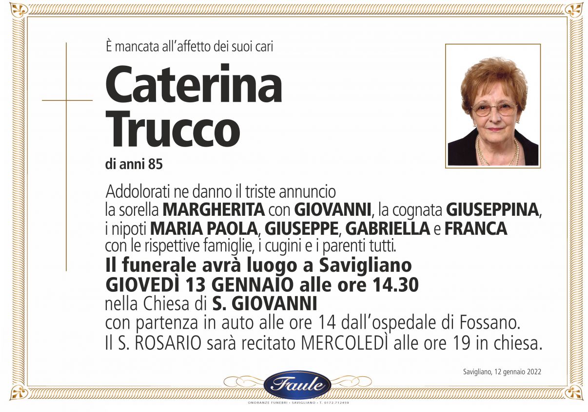 Lutto Caterina Trucco Onoranze funebri Faule