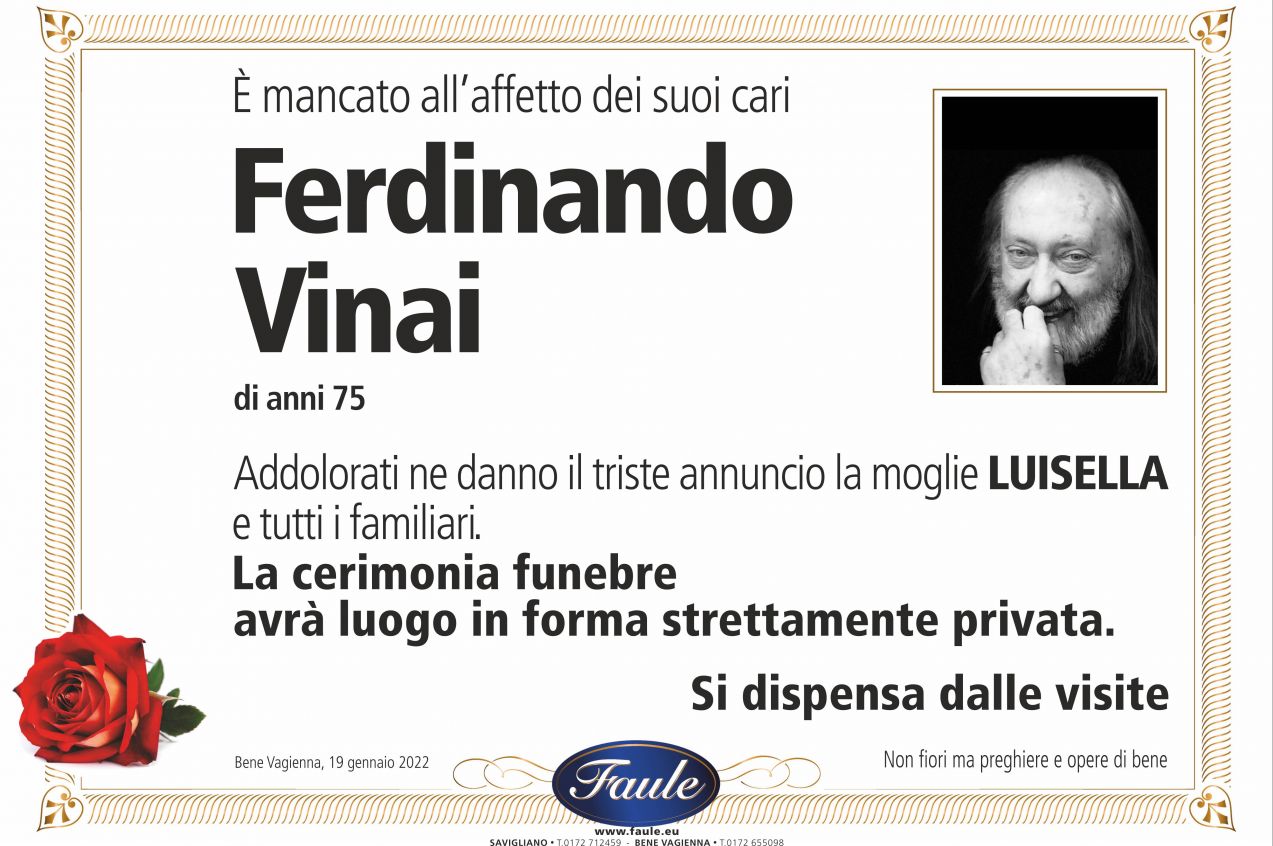 Lutto Ferdinando Vinai Onoranze funebri Faule