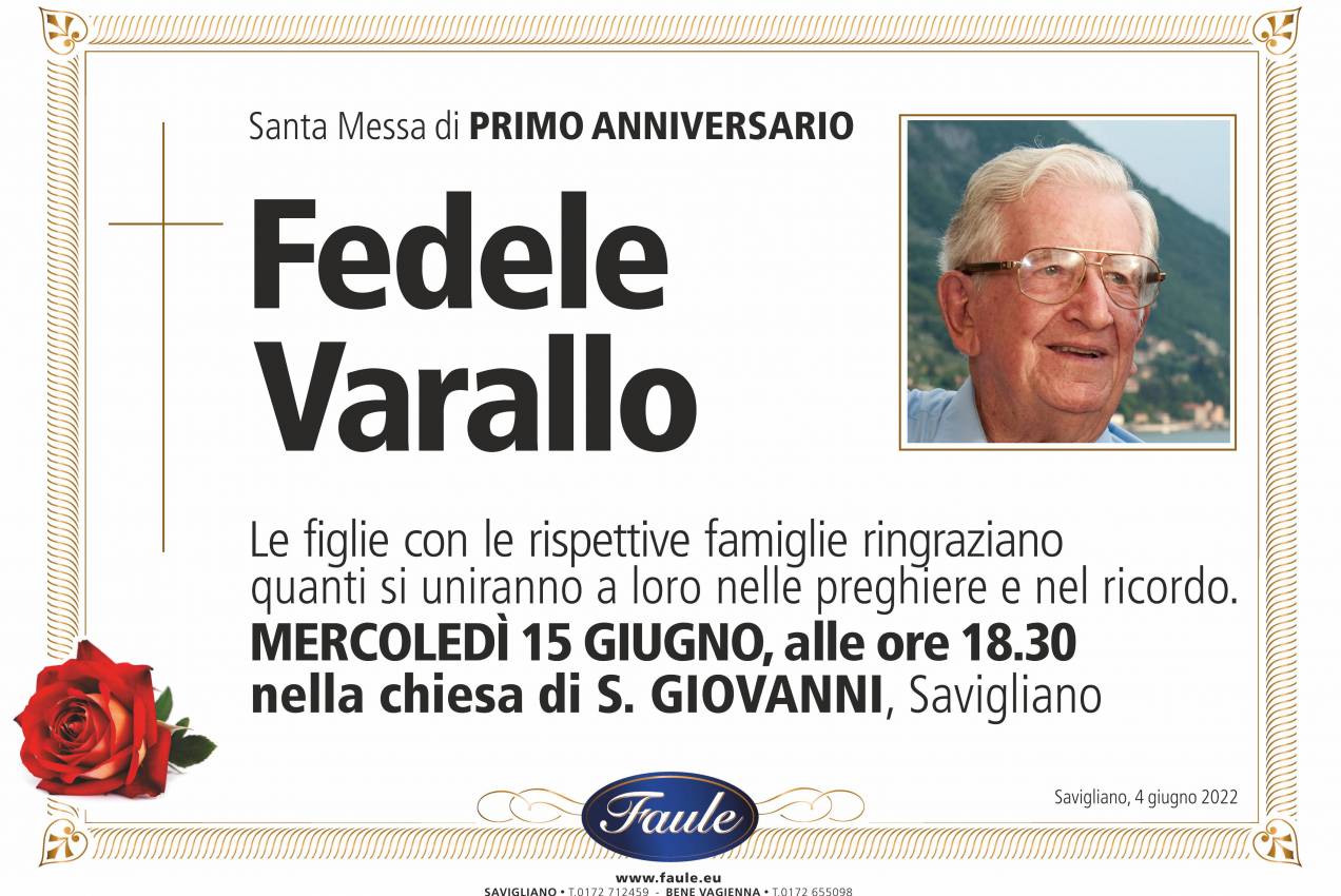 Anniversario Fedele Varallo Onoranze funebri Faule