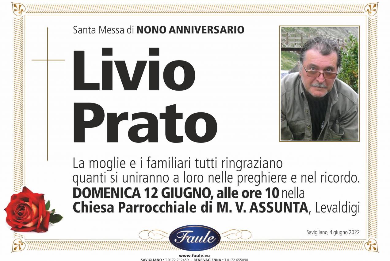 Anniversario Livio Prato Onoranze funebri Faule