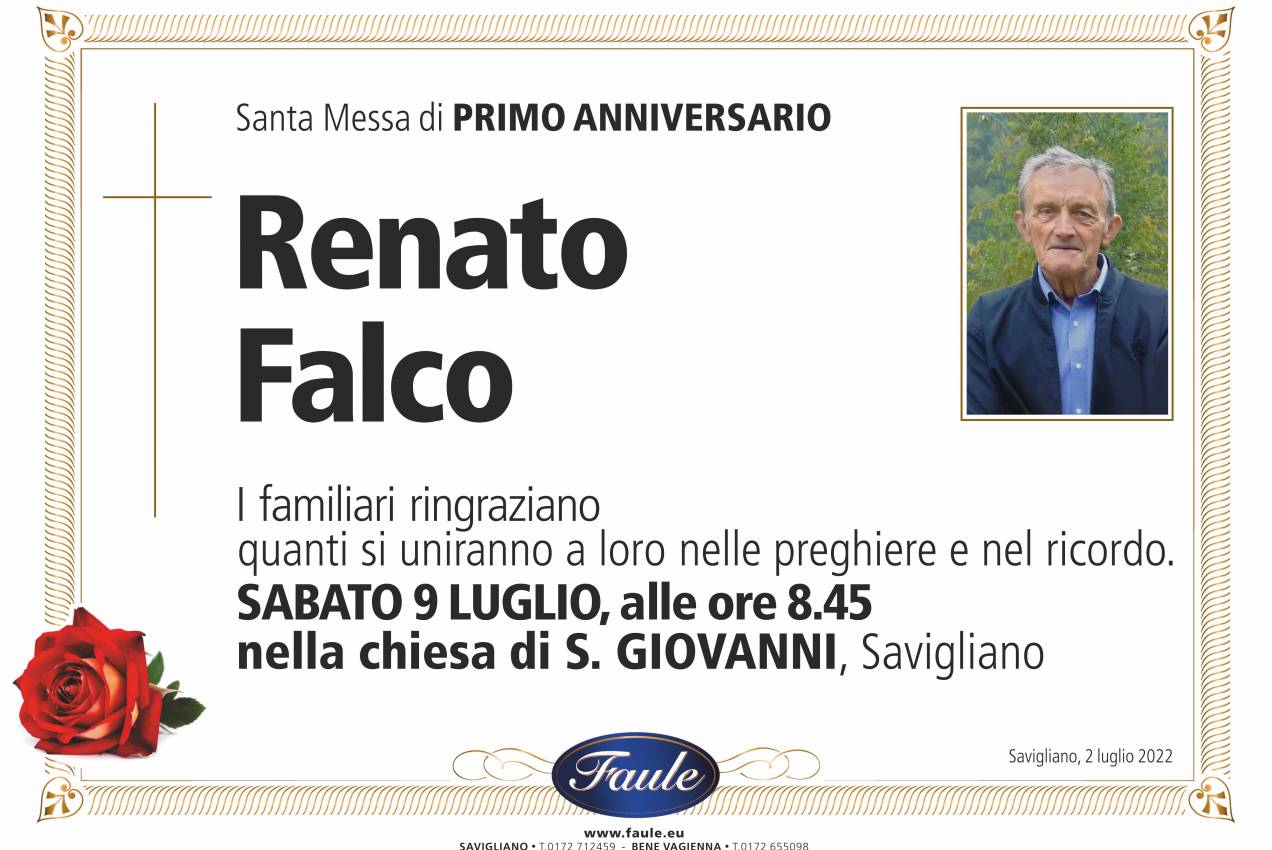 Anniversario Renato Falco Onoranze funebri Faule
