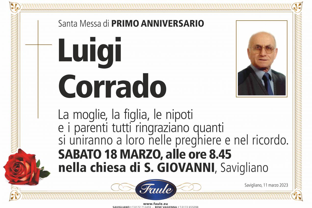 Anniversario Luigi Corrado Onoranze funebri Faule