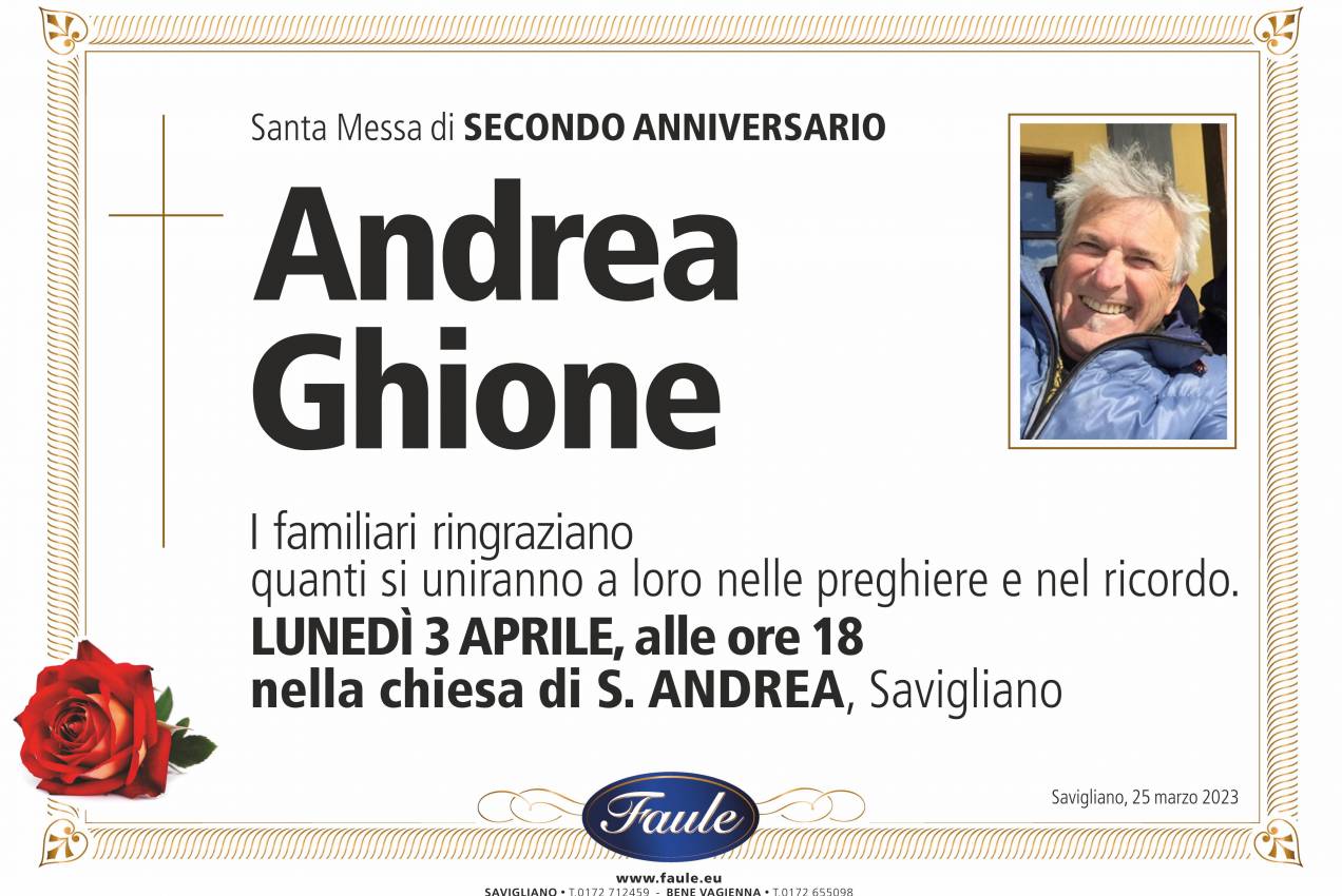 Anniversario Andrea Ghione Onoranze funebri Faule
