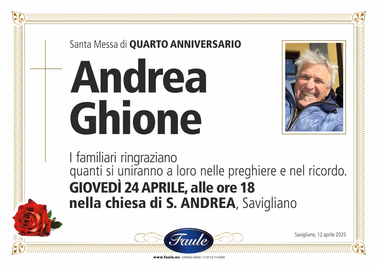 Anniversario Andrea Ghione Onoranze funebri Faule