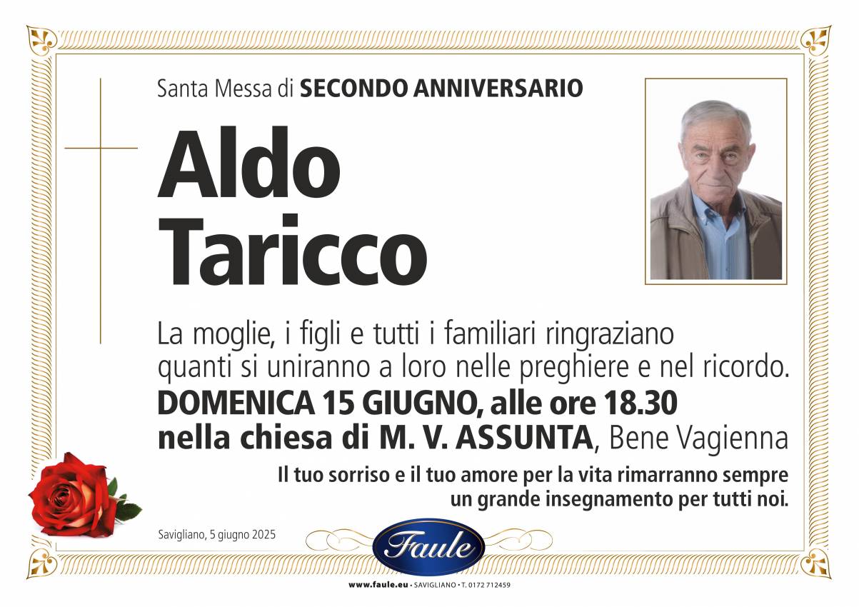 Anniversario Aldo Taricco Onoranze funebri Faule