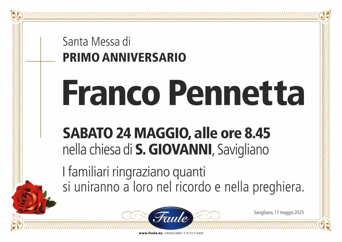 Anniversario Franco Pennetta Onoranze funebri Faule