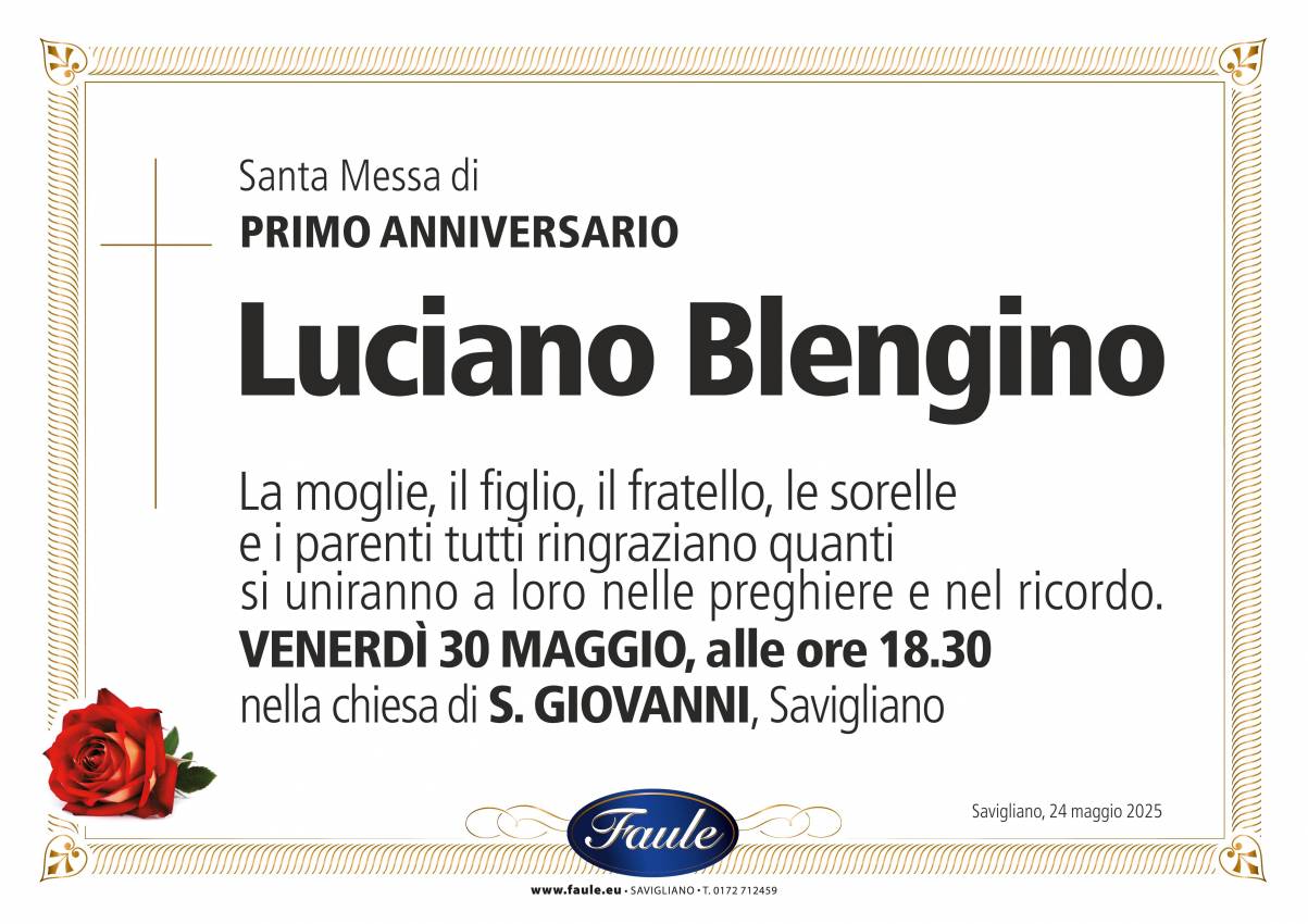 Anniversario Luciano Blengino Onoranze funebri Faule