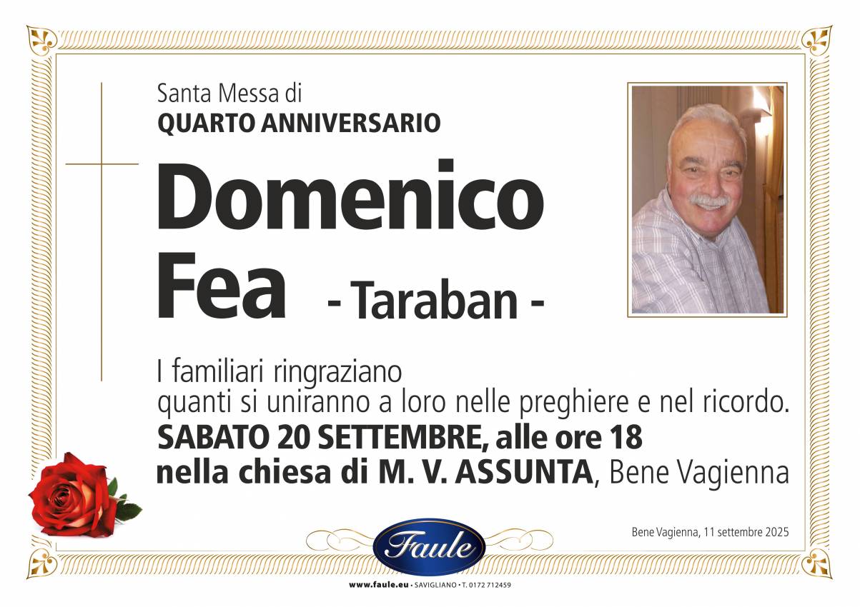 Anniversario Domenico Fea Onoranze funebri Faule