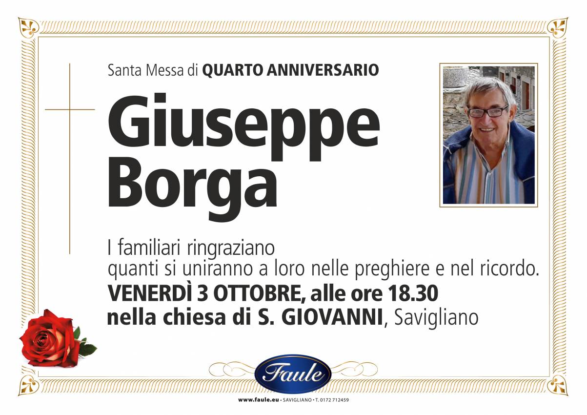 Anniversario Giuseppe Borga Onoranze funebri Faule