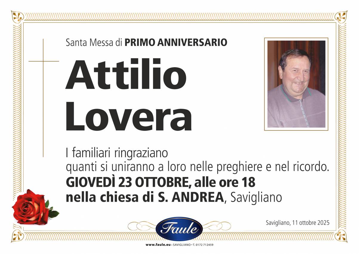 Anniversario Attilio Lovera Onoranze funebri Faule
