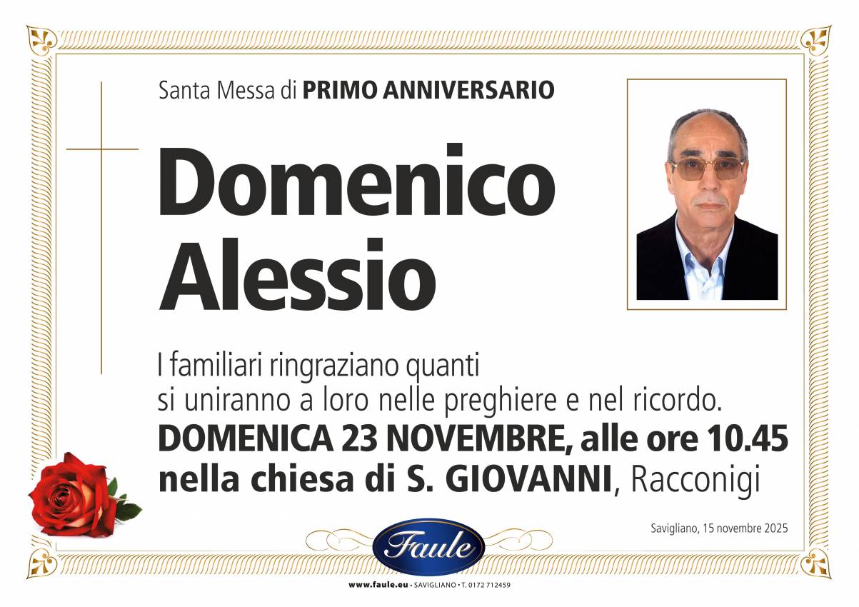 Anniversario Domenico Alessio Onoranze funebri Faule