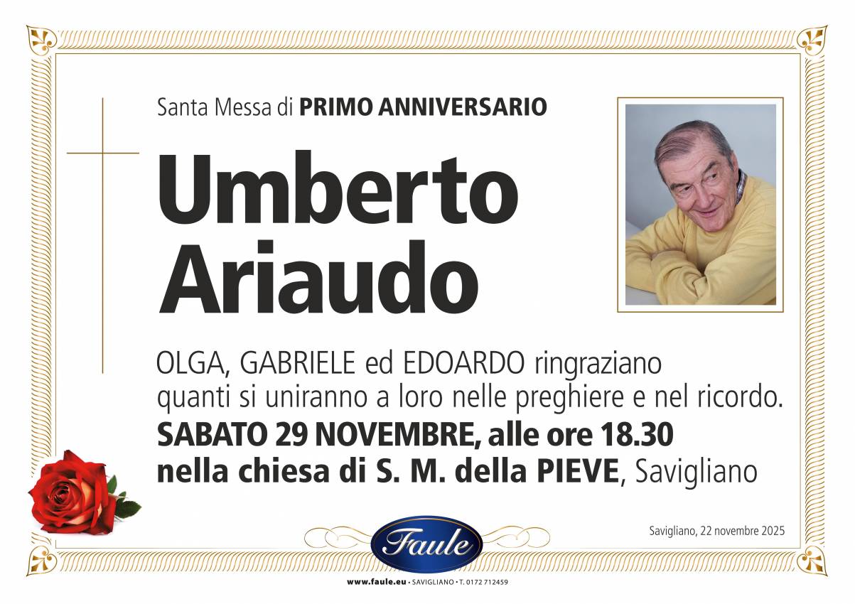 Anniversario Umberto Airaudo Onoranze funebri Faule