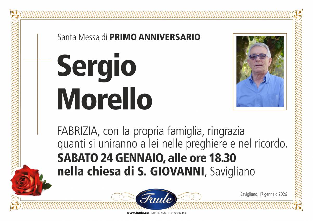 Anniversario Sergio Morello Onoranze funebri Faule