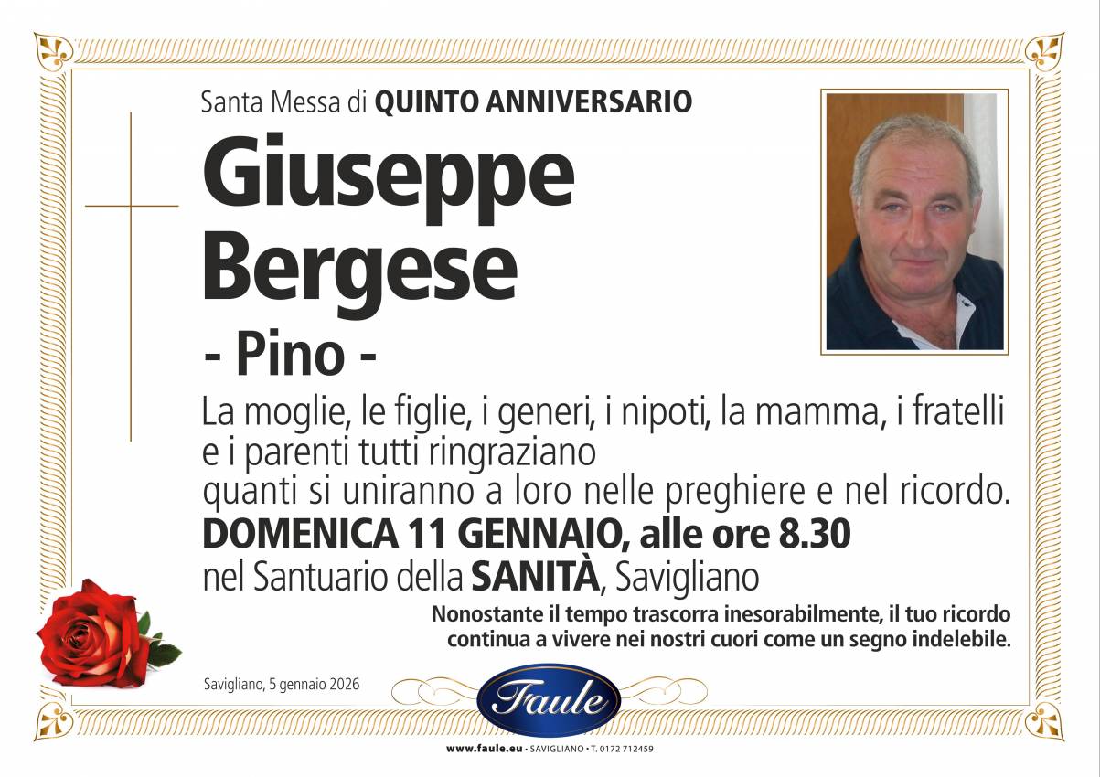 Anniversario Giuseppe Bergese Onoranze funebri Faule