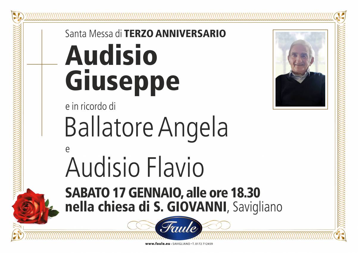 Anniversario fam. Audisio Onoranze funebri Faule