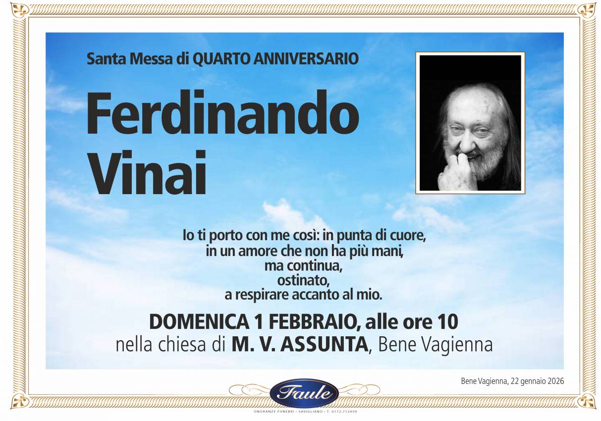 Anniversario Ferdinando Vinai Onoranze funebri Faule