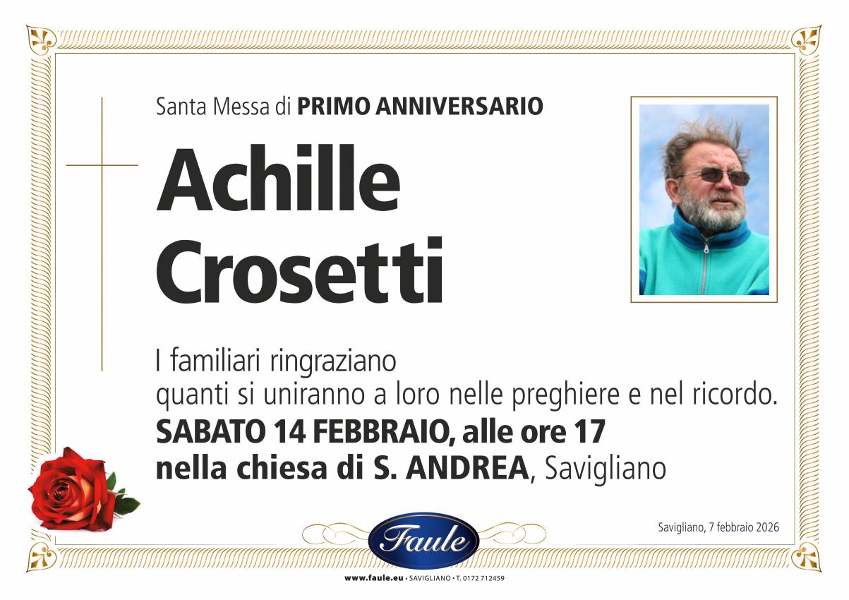 Anniversario Achille Crosetti Onoranze funebri Faule