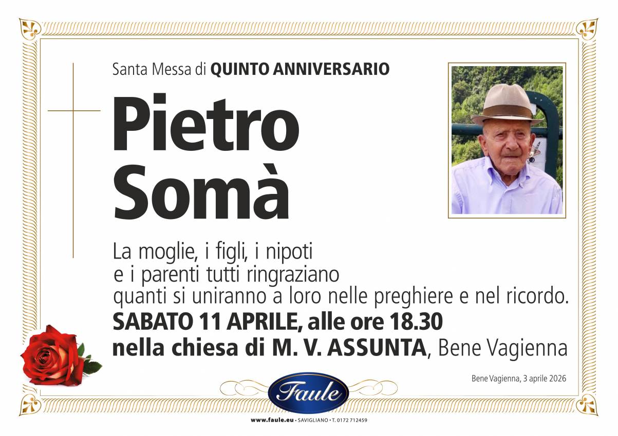 Anniversario Pietro Somà Onoranze funebri Faule