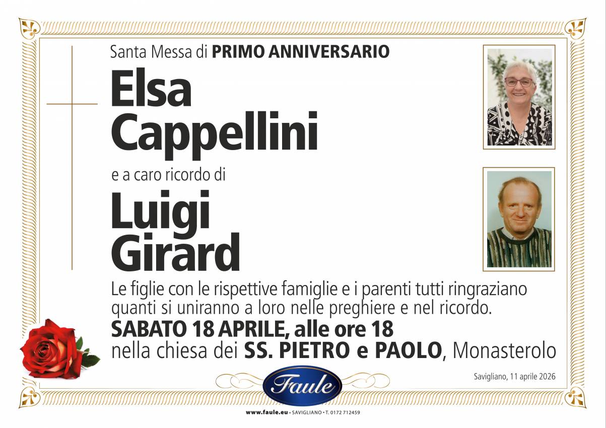 Anniversario fam. Girard Onoranze funebri Faule