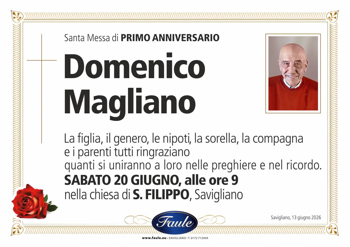 Anniversario Domenico Magliano Onoranze funebri Faule