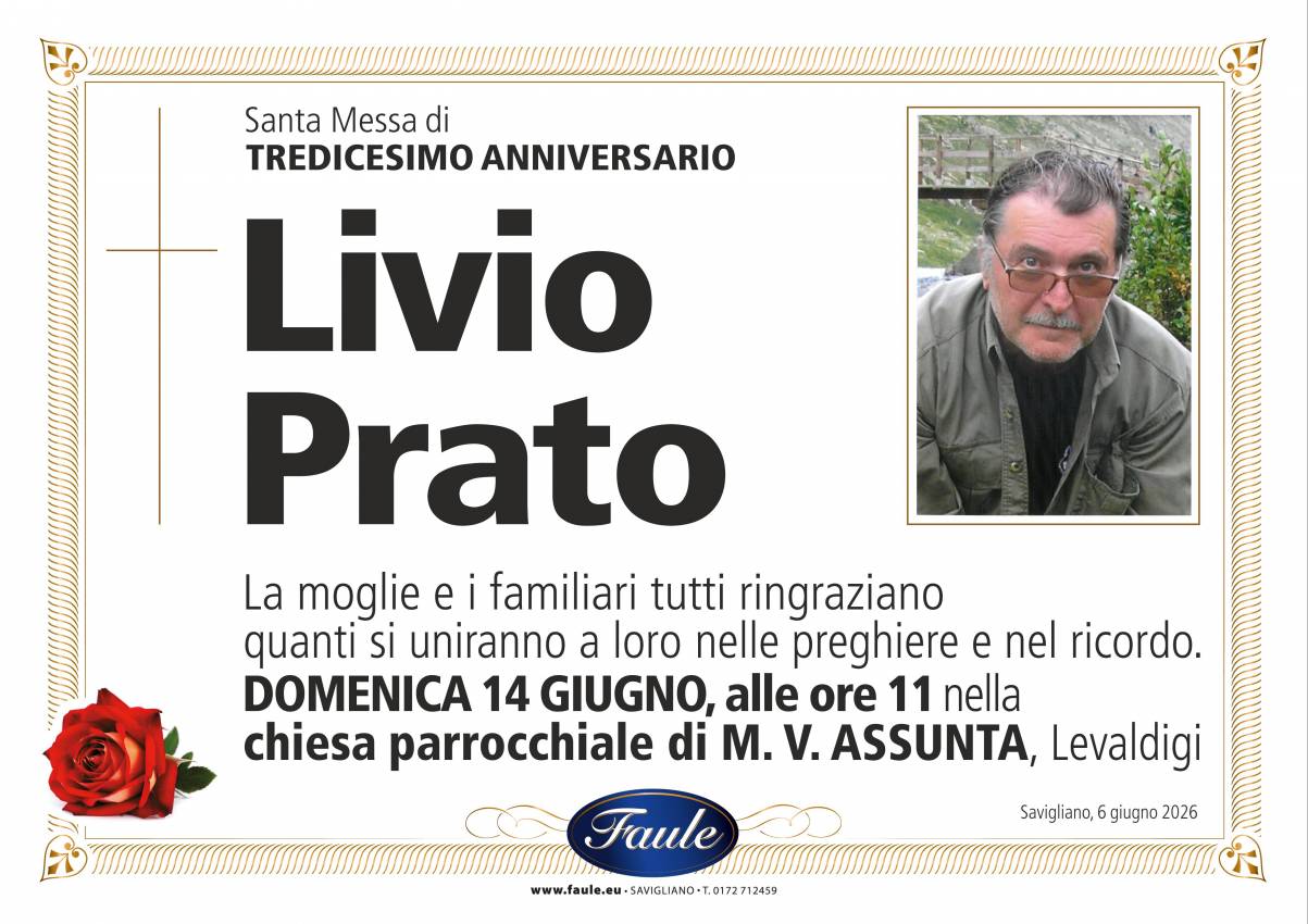 Anniversario Livio Prato Onoranze funebri Faule
