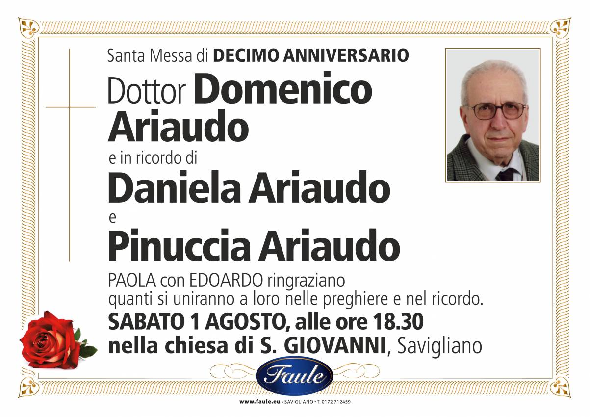 Anniversario fam. Ariaudo Onoranze funebri Faule