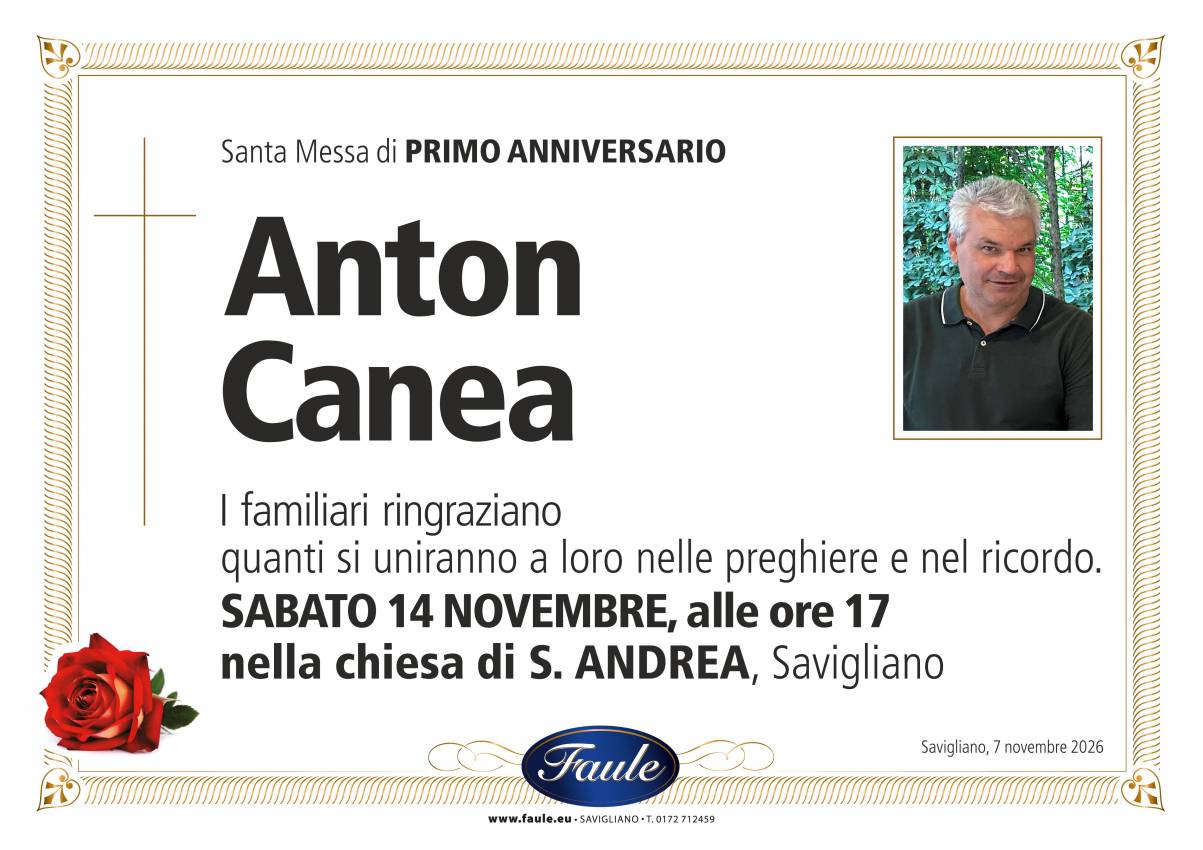 Anniversario Anton Canea Onoranze funebri Faule