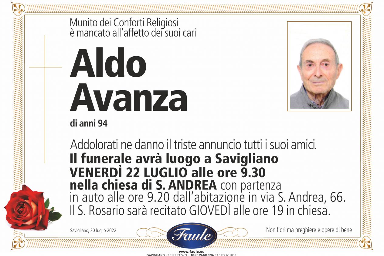 Lutto Aldo Avanza Onoranze funebri Faule