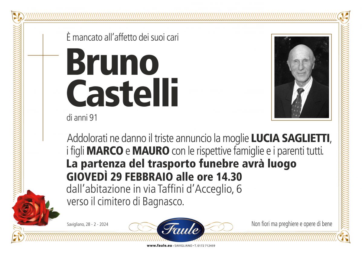 Lutto Bruno Castelli Onoranze funebri Faule