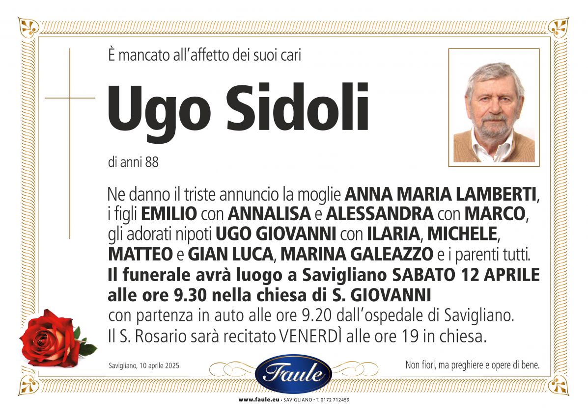 Lutto Ugo Sidoli Onoranze funebri Faule