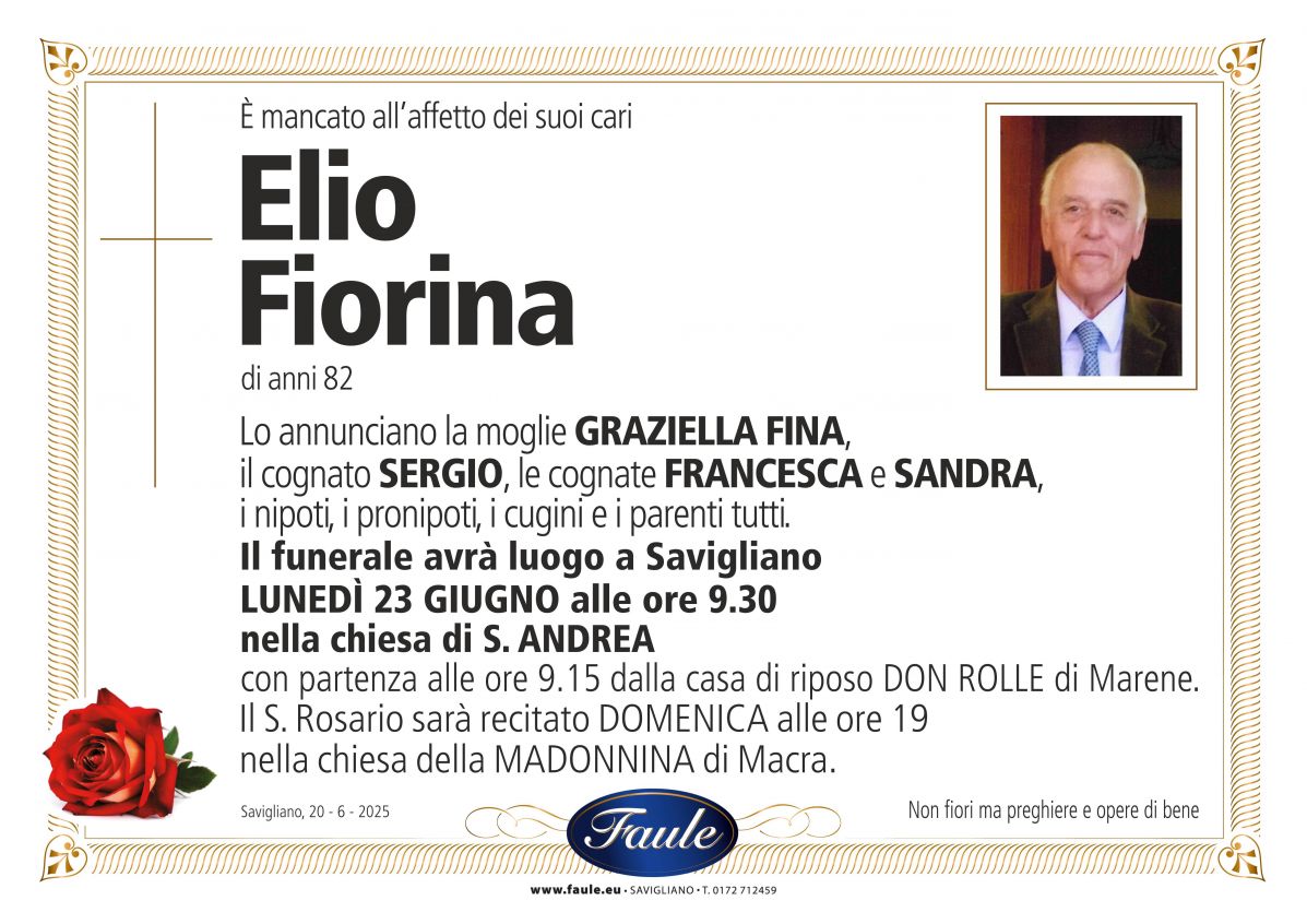 Lutto Elio Fiorina Onoranze funebri Faule