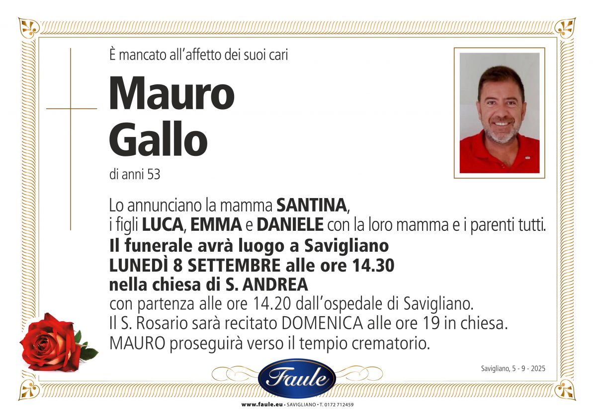 Lutto Mauro Gallo Onoranze funebri Faule