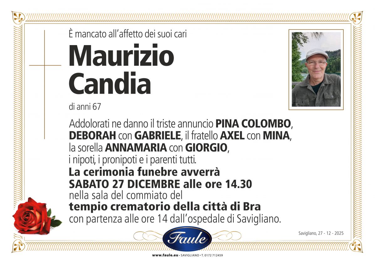 Lutto Maurizio Candia Onoranze funebri Faule