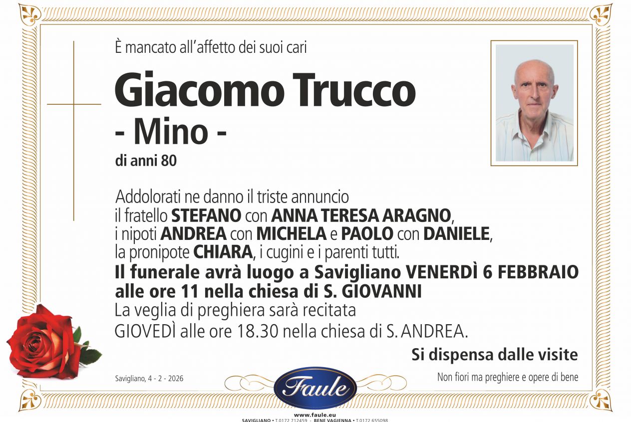 Lutto Giacomo Trucco Onoranze funebri Faule