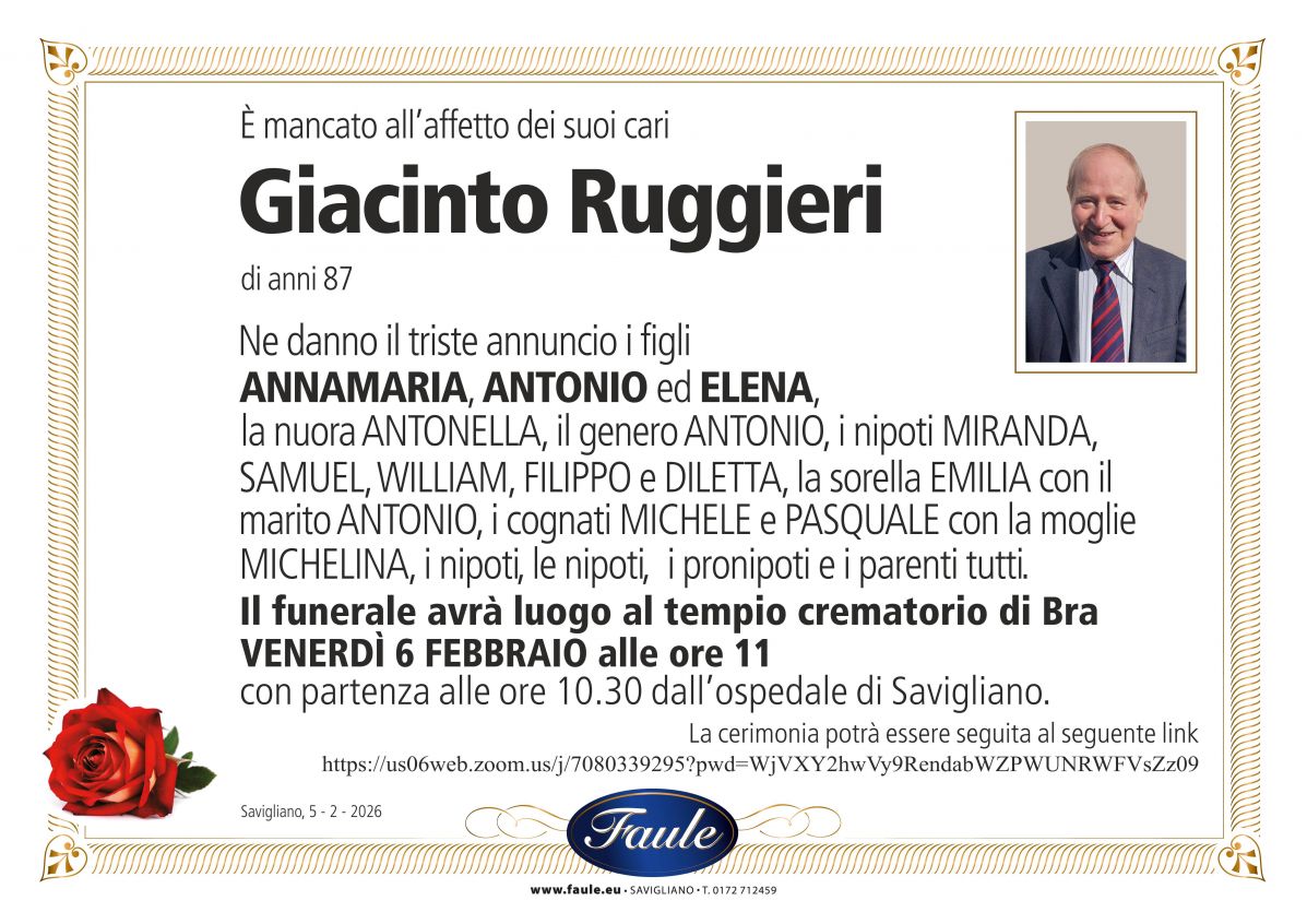 Lutto Giacinto Ruggieri Onoranze funebri Faule