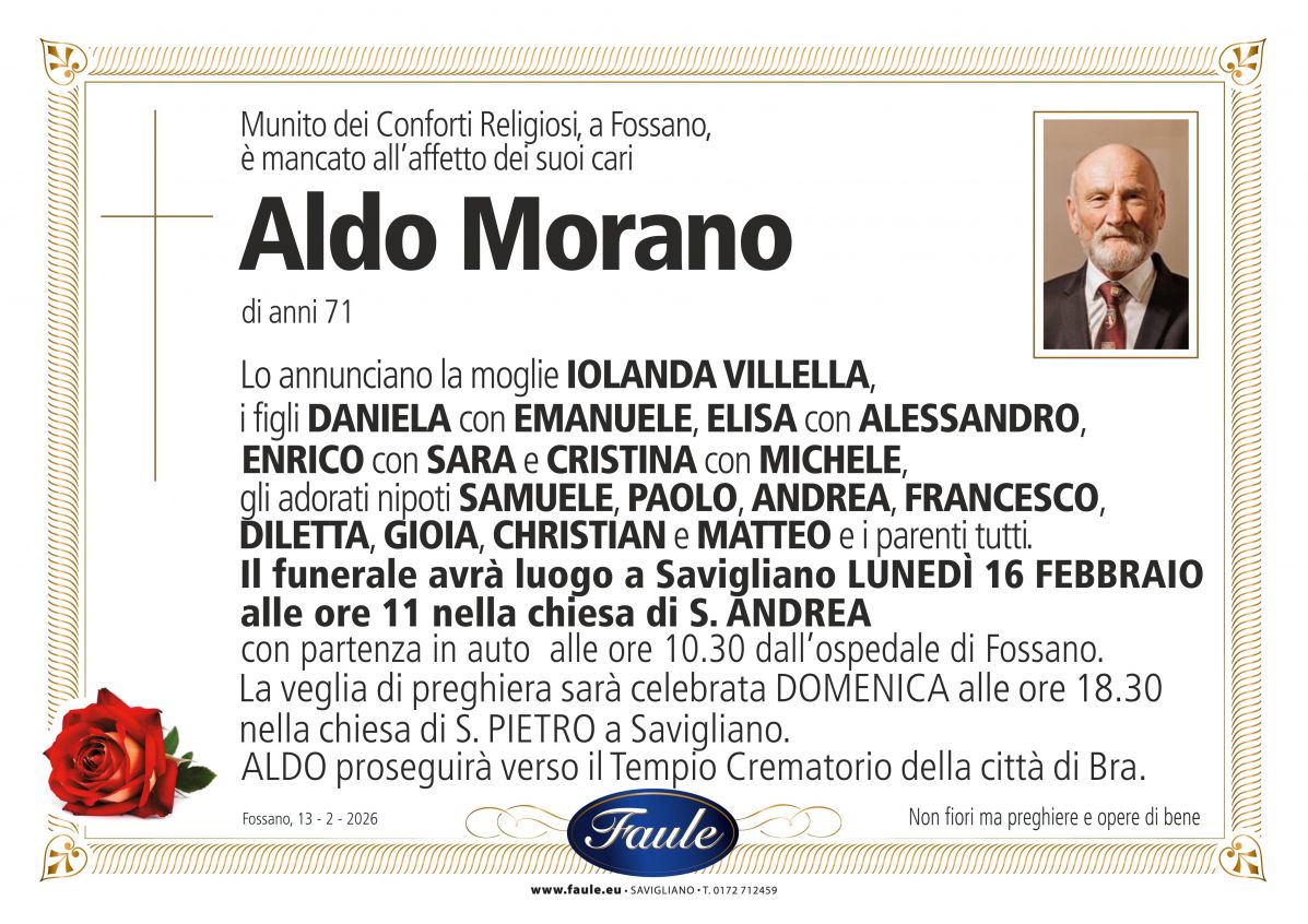 Lutto Aldo Morano Onoranze funebri Faule