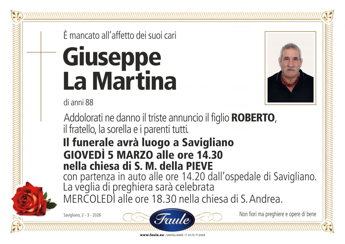 Lutto Giuseppe La Martina Onoranze funebri Faule