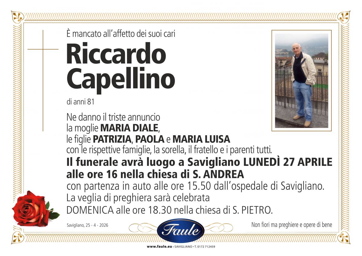 Lutto Riccardo Capellino Onoranze funebri Faule