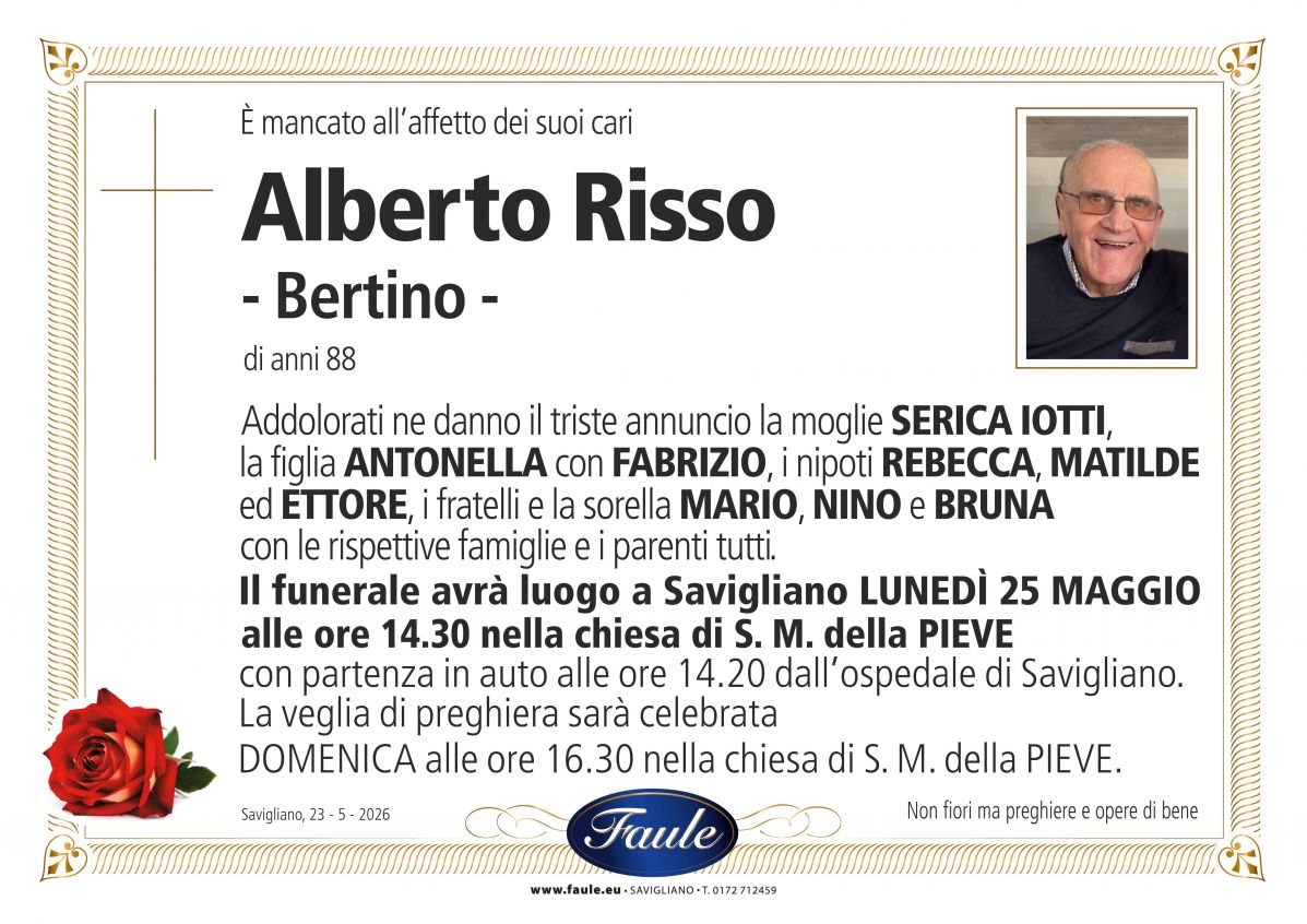 Lutto Alberto Risso Onoranze funebri Faule