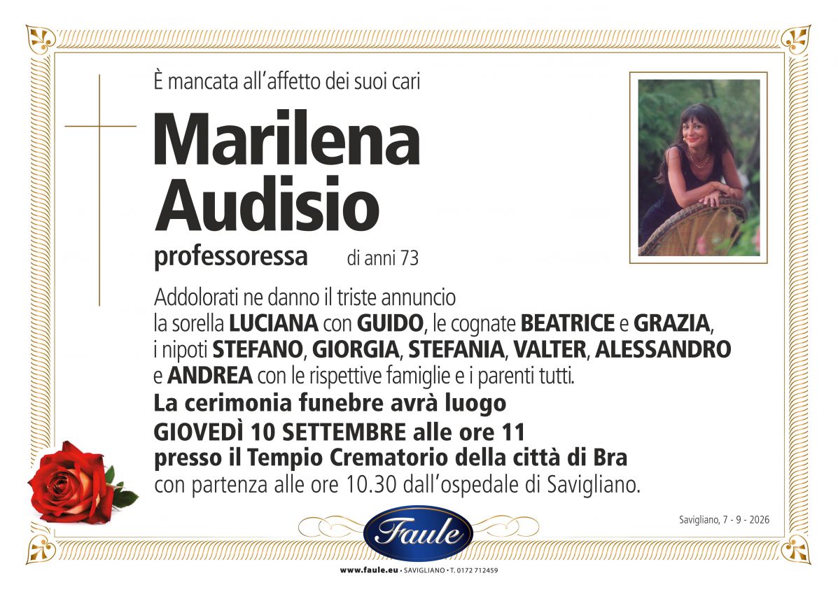 Lutto Marilena Audisio Onoranze funebri Faule