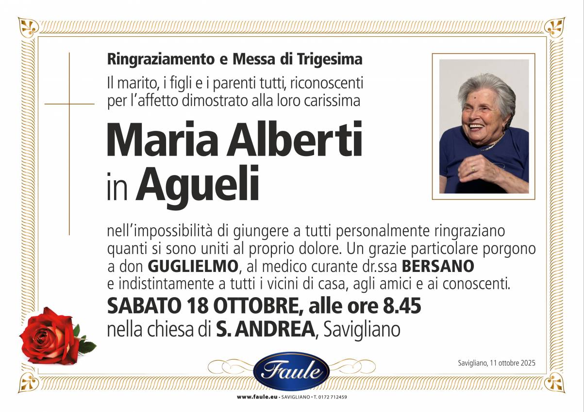 Trigesima Maria Alberti in Agueli Onoranze funebri Faule