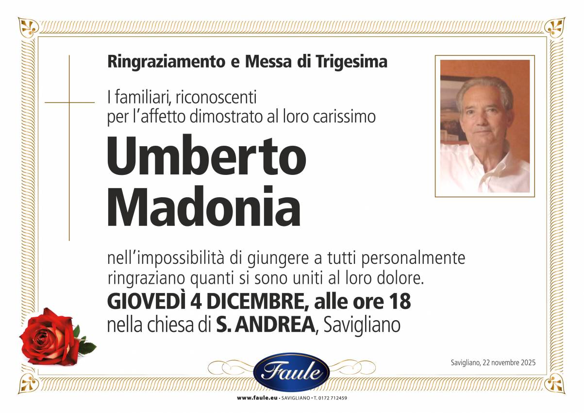 Trigesima Umberto Madonia Onoranze funebri Faule