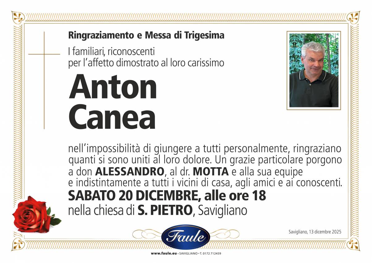 Trigesima Anton Canea Onoranze funebri Faule