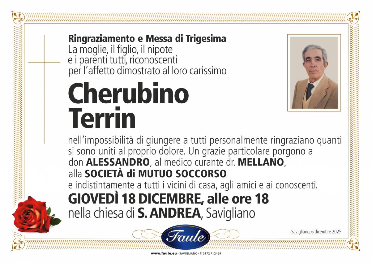 Trigesima Cherubino Terrin Onoranze funebri Faule