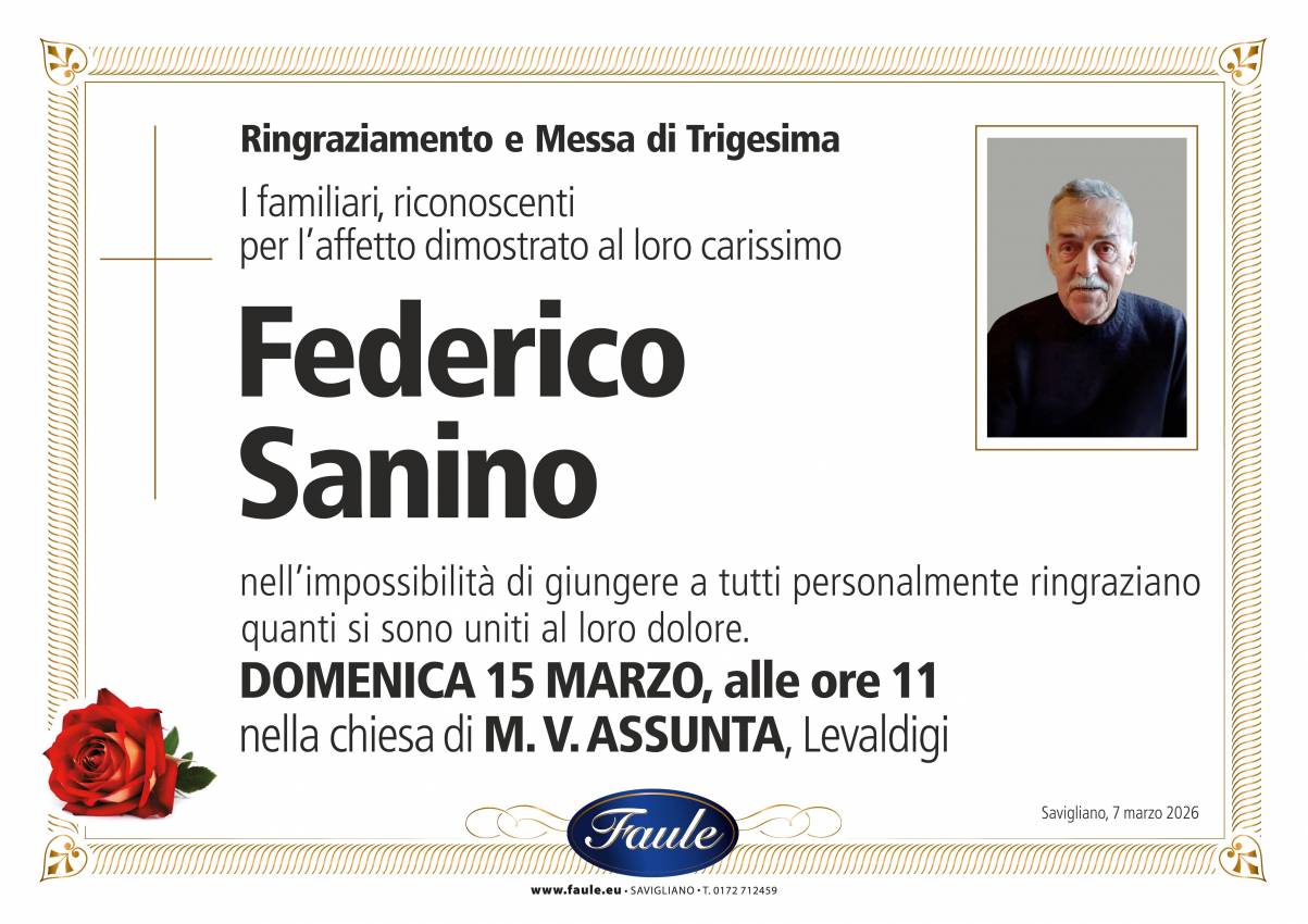 Trigesima Federico Sanino Onoranze funebri Faule