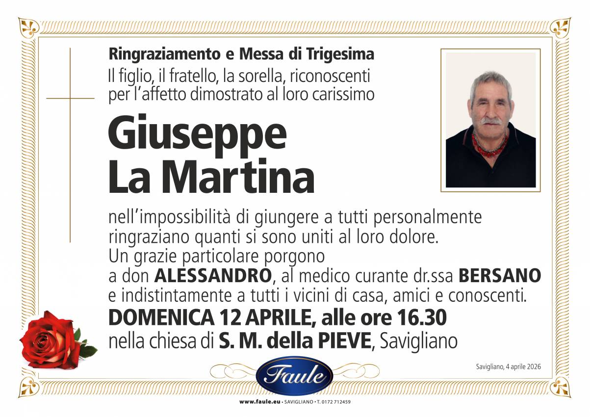 Trigesima Giuseppe La Martina Onoranze funebri Faule